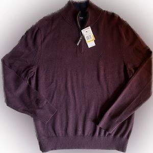 NWT Nautica men's maroon zip neck sweated